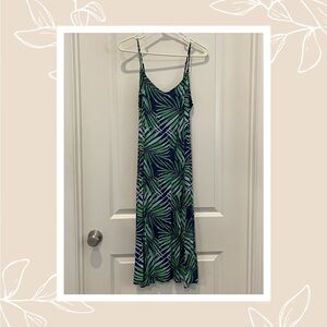 Old Navy Tropical Palm Slip Maxi Dress in Green and Blue